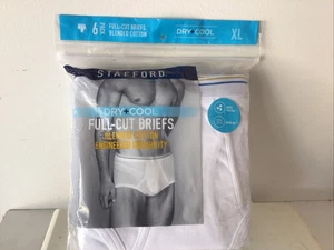 Stafford Full Cut Briefs Men's Size XL 6 pack White Dry Cool Underwear - Picture 1 of 3