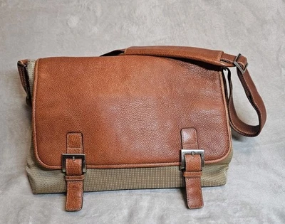 De Colección Johnston & Murphy Marrón Guijarro Cuero Tostado Maletín Bolso de Hombro para Laptop Foto 1 de 4