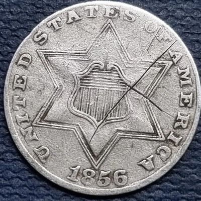 1856 Three Cent Piece 3c Silver Trime Better Grade Details #96737 - Image 1 of 2