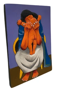 Arte de reproducción de placa cerámica levantada hecha a mano Eduardo Kingman "El Beso" - Imagen 1 de 4