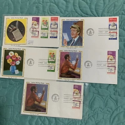 "LETTER WRITING WEEK" (5)COLORANO SILK CACHET #1805-1810 FDC US - Image 1 of 2