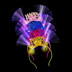 Women Girls Lovely LED Fiber Ear Hair Hoop Glitter Happy New Year Letters - Picture 1 of 8