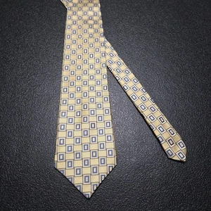 Corbata Zianetti Colección Seda Italiana Para Hombre 59.75L 3.85W Dorado Azul Cuadrados EE. UU. - Imagen 1 de 17