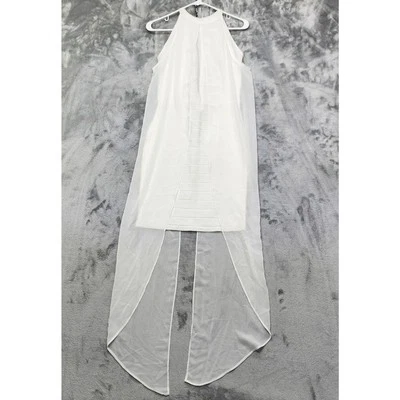 Venus Dress Womens 4 White Chiffon Overlay Sleeveless Halter Bandage Stretch - Image 1 of 4