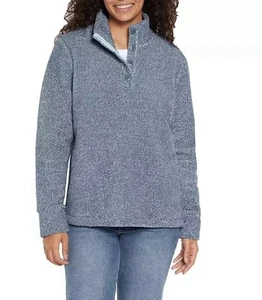 Eddie Bauer Women's Pullover Knit Sweater Textured Fleece, Size Medium, Blue - Picture 1 of 17