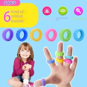 6Pcs Silicone Sensory Toy Stress Relief Anxiety Rings Calming Toy Kids - Picture 1 of 6