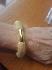 Sterling Silver Lurex Bracelet Yellow Gold Tone, One Size Fits All