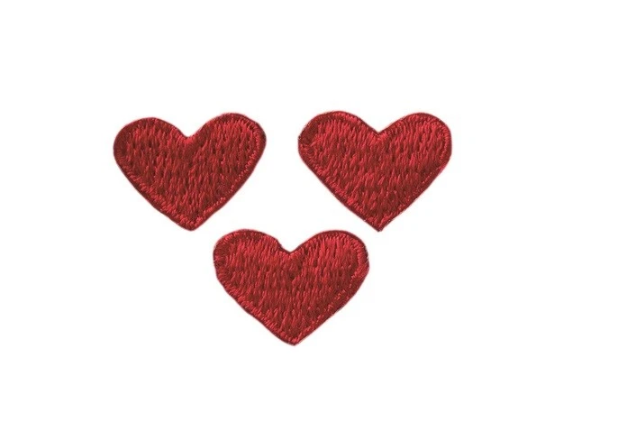 Mono Quick 02011 3x Herzen rot, Bügelbild, Patch, ca. 1,9 x 1,0 cm - Bild 1 von 1