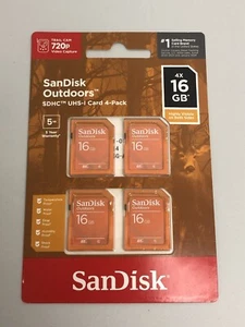 NEW - SanDisk Outdoors SDHC UHS-I Card 4-Pack 16GB - Free ShipN! - Picture 1 of 2