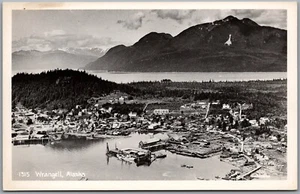 Postcard RPPC c1940s Wrangell Alaska Aerial View of Town Harbor by Johnston - Picture 1 of 2
