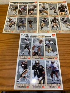 McDonalds 1993 Gameday Football Cards 3 Uncut Sheet NFL Fleer New Orleans Saints - Picture 1 of 1