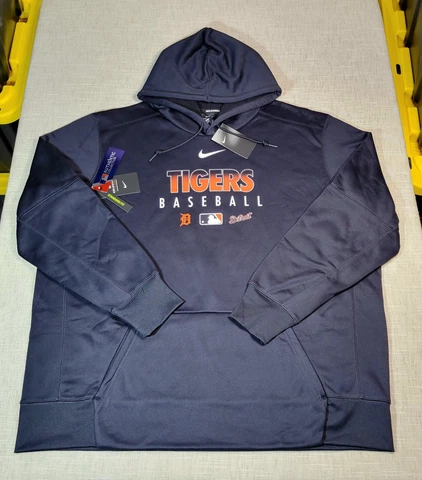 NIKE Mens MLB Detroit Tigers Hoodie Sweatshirt Therma Fleece Black Orange 3XL Cover