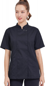 Women's Snap Buttons Chef Coat Short Sleeves Jacket Hotel Restaurant... 