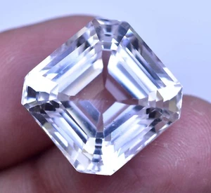 Natural 26.65 Ct White Montana Sapphire Asscher Certified Rare Loose Gemstone - Picture 1 of 7