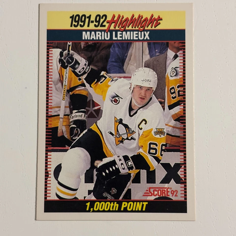 1992-93 Score - #448 Mario Lemieux - PENGUINS - BUY 2 GET 2 FREE - Image 1 of 2