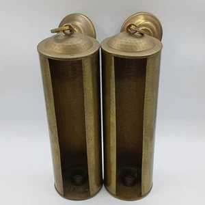 Vintage Mid Century Modern 12" Brass Candle Holder Wall Sconce PAIR Italy RARE - Picture 1 of 5