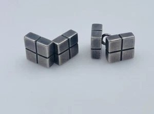 Spratling signierte mexikanische Sterlingsilber quadratisch kariert Manschettenknöpfe - Bild 1 von 6
