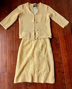 VTG Piper Women's 50s 60s Knit Wool Short Sleeve Blouse and Skirt Set Sz 34 - Picture 1 of 14