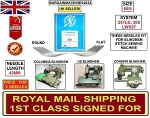 CONSEW,COLUMBIA,US/REX BLINDHEM 251LG,300,LWX5T S=65/9 CURVED INDST MCHN NEEDLE - Picture 1 of 4