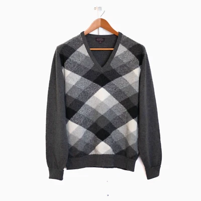 Suéter Ballantyne Escocés Pura Cachemira para Hombres 46/L Gris Argyle Hecho en Escocia Foto 1 de 4
