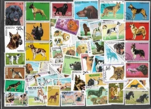 DOGS ON STAMPS 300 ALL DIFFERENT COLLECTION- - Picture 1 of 2