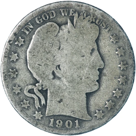 1901 O Barber Half Dollar 90% Silver About Good AG+ See Pics S708 Cover
