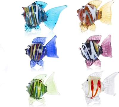 CRYSTALSUNCATCHER HDCRYSTALGIFTS Miniature Hand Blown Tropical Fish Figurine Multi-Colors Art Glas