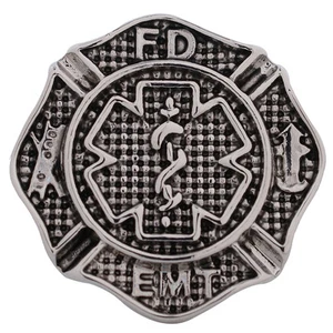 SNAP IN BUTTON CHARM FITS GINGER SNAPS STYLE JEWELRY FD EMT #90 silver METAL - Picture 1 of 1