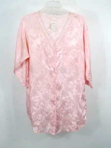 ADONNA Nightgown Women Size Small Pink Floral Embossed Lace Trim Long Sleeve - Picture 1 of 11