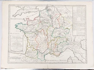 XVIII ème - Etat de la France Grande Carte par Vaugondy 77,5 x 57 Editée en 1740 - Picture 1 of 3