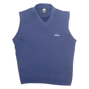 ADIDAS Mens Jumper Blue V-Neck Tight Knit Sleeveless M - Picture 1 of 6