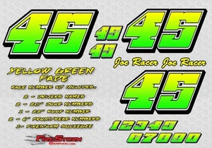 Race Car Numbers Yellow Fade Vinyl Decals Package Kit Late Model, Modified - Picture 1 of 1
