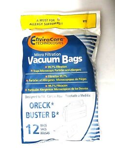 12 High Filtration Vacuum BAGS for ORECK Buster B Housekeeper canister vacuums