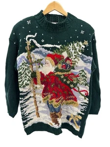 Vintage Tiara International Christmas Sweater Women Large Santa Tree Holiday Y2K - Picture 1 of 7