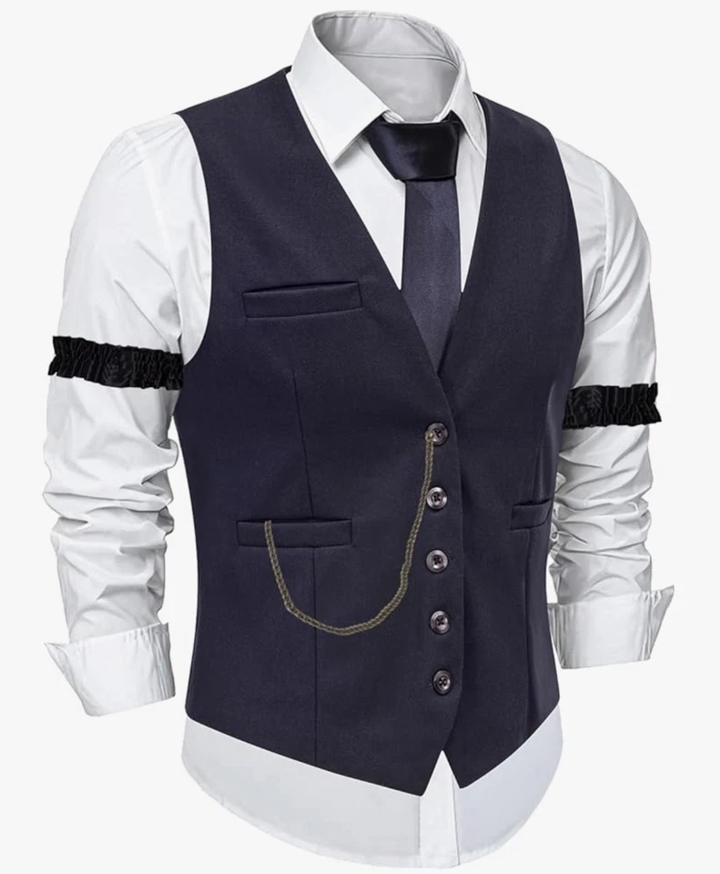 Halloween 1920S Mens Costume Peaky Blinders Roaring 20S Gangster Mobster Outfit - Image 1 of 2