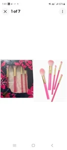 LOT DE 5 PINCEAUX DE MAQUILLAGE LILLY PULITZER NEUFS DANS LEUR BOÎTE. Fruit de la passion rose. - Photo 1/3
