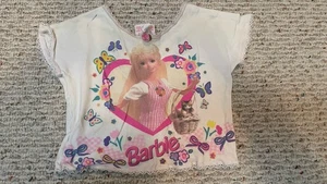 Kids Vintage 1991 Barbie Shirt Size 7/8 White Short Sleeve - Picture 1 of 8