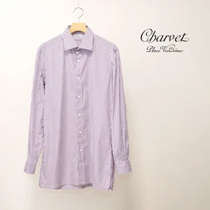 Charvet Made in France Bordeaux Striped Shirt – Size 42 (M) Excellent condition - Picture 1 of 17