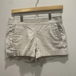 J. Crew Polka Dot Cream Black Chino Shorts Roll up Cuff Cotton Spring City SZ 2 - Picture 1 of 9