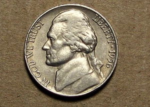 1956 P JEFFERSON NICKEL ACTUAL COIN 90831225-05 - Picture 1 of 2