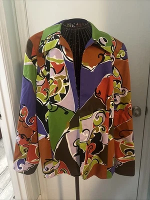 Blazer aberto design abstrato multicolorido dana buchman 16 - Imagem 1 de 4