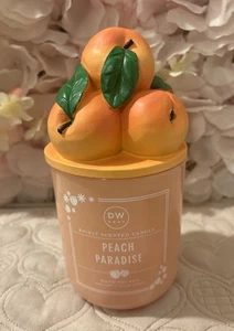 Dw Home Candle , Ceramic Peach Topped Candle, Peach Paradise,11.4 oz - Picture 1 of 5