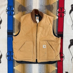 Vintage Carhartt Quilt Lined Chore Vest Size 2XL Made In USA V01 BRN - Picture 1 of 8