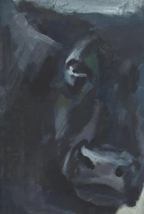 Buffalo Original Painting 13"x10" Animal Art 33x25cm Bull Portrait - Picture 1 of 10