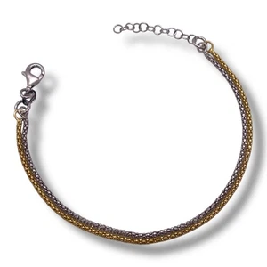 Bracciale BICOLORE Donna argento 925% da 17 cm con anellini - Picture 1 of 9