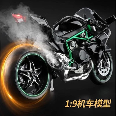 Motorcycle Model with Smoke & Sound! 1:9 Kawasaki Ninja H2R Alloy Replica - Image 1 of 4