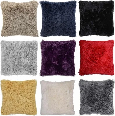 Luxury Long Pile Cushion Cover Super Soft and Cuddly Faux Fur Shaggy 43x43cm  - Image 1 of 2
