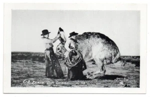 Exaggeration Printed Postcard Conard Number C-3 Two Cowboys and a Large Rabbit - Picture 1 of 2