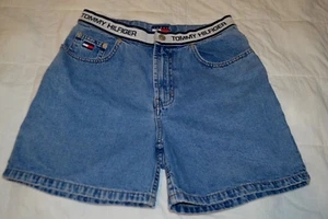 Vintage TOMMY HILFIGER waistband spellout Women's shorts  29" Waist Sz 10   RARE - Picture 1 of 8