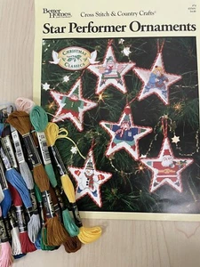 BH&G STAR PERFORMER CHRISTMAS ORNAMENTS CROSS STITCH CHART PATTERN WITH THREAD - Picture 1 of 2